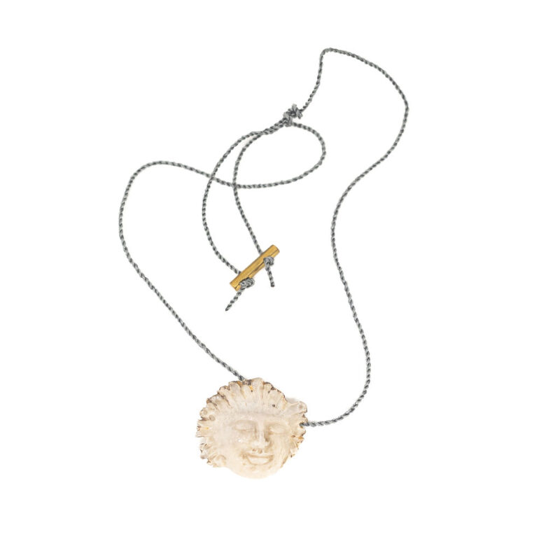 eric silva life facial crown pendant in carved antler by eric silva