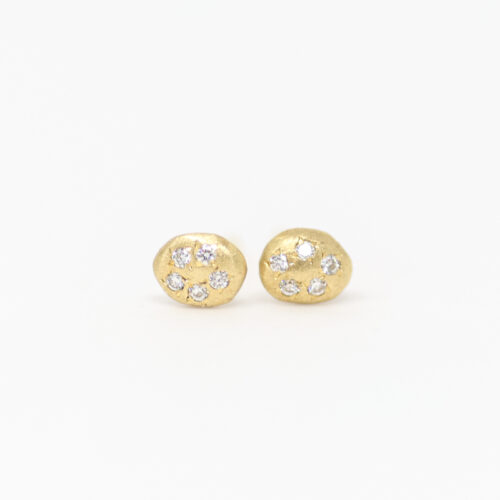 yasuko azuma gold and diamond post earrings - nugget earrings - oval