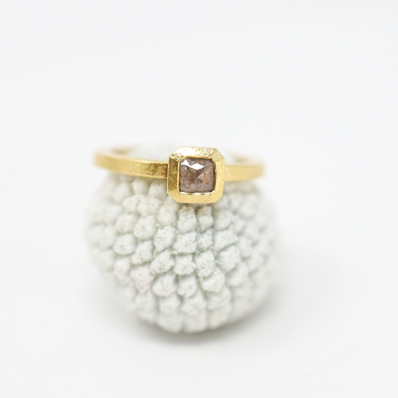 square fancy diamond solitaire engagement ring by Todd Reed, yellow gold