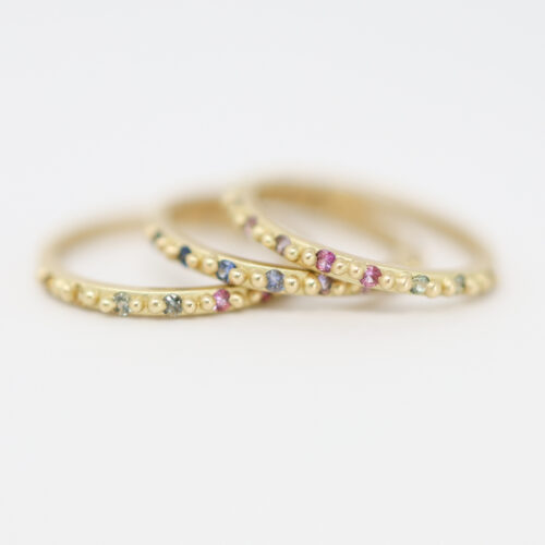 find beaded multicolor sapphire band by emmeline jewelry NYC