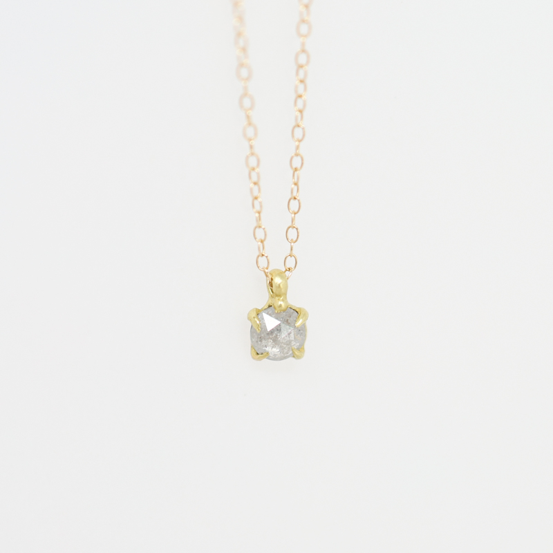 simple rose cut diamond pendant necklace, salt and pepper diamond by Emmeline Jewelry NYC