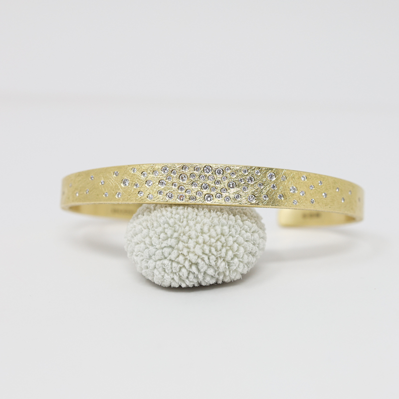 Todd Reed Diamond Bracelet, yellow gold cuff bracelet, Riverbed, custom