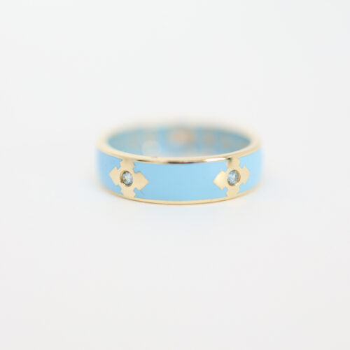 blue enamel band, yellow gold ring, italian estate jewelry, italy