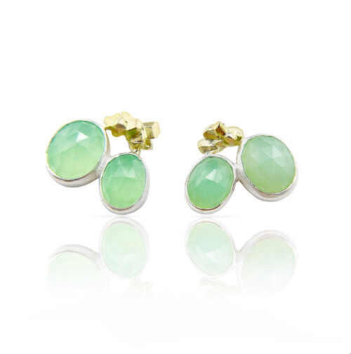kelsey simmen sugar babe chrysoprase earrings in silver and 18k yellow gold