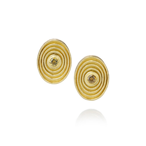 todd reed spring stud earrings, autumn diamonds yellow gold, contemporary art jewelry