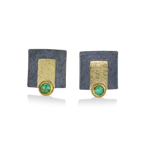 geometric square emerald earrings by Todd Reed Jewelry